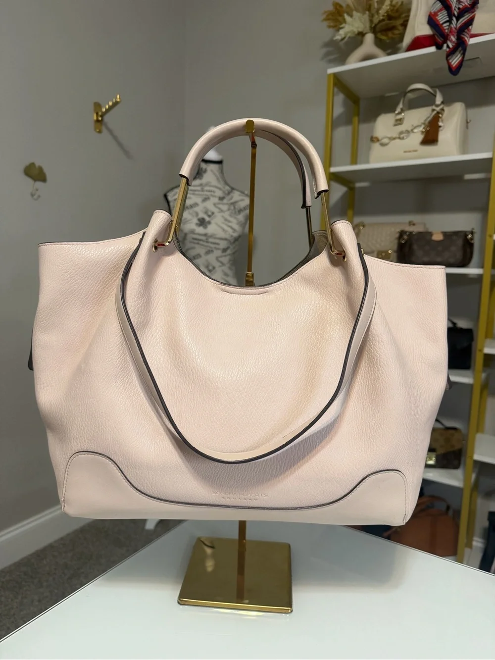 Sondra Roberts Squared Blush Vegan Leather Tote Shoulder & Top Handle Bag - Picture 1 of 16